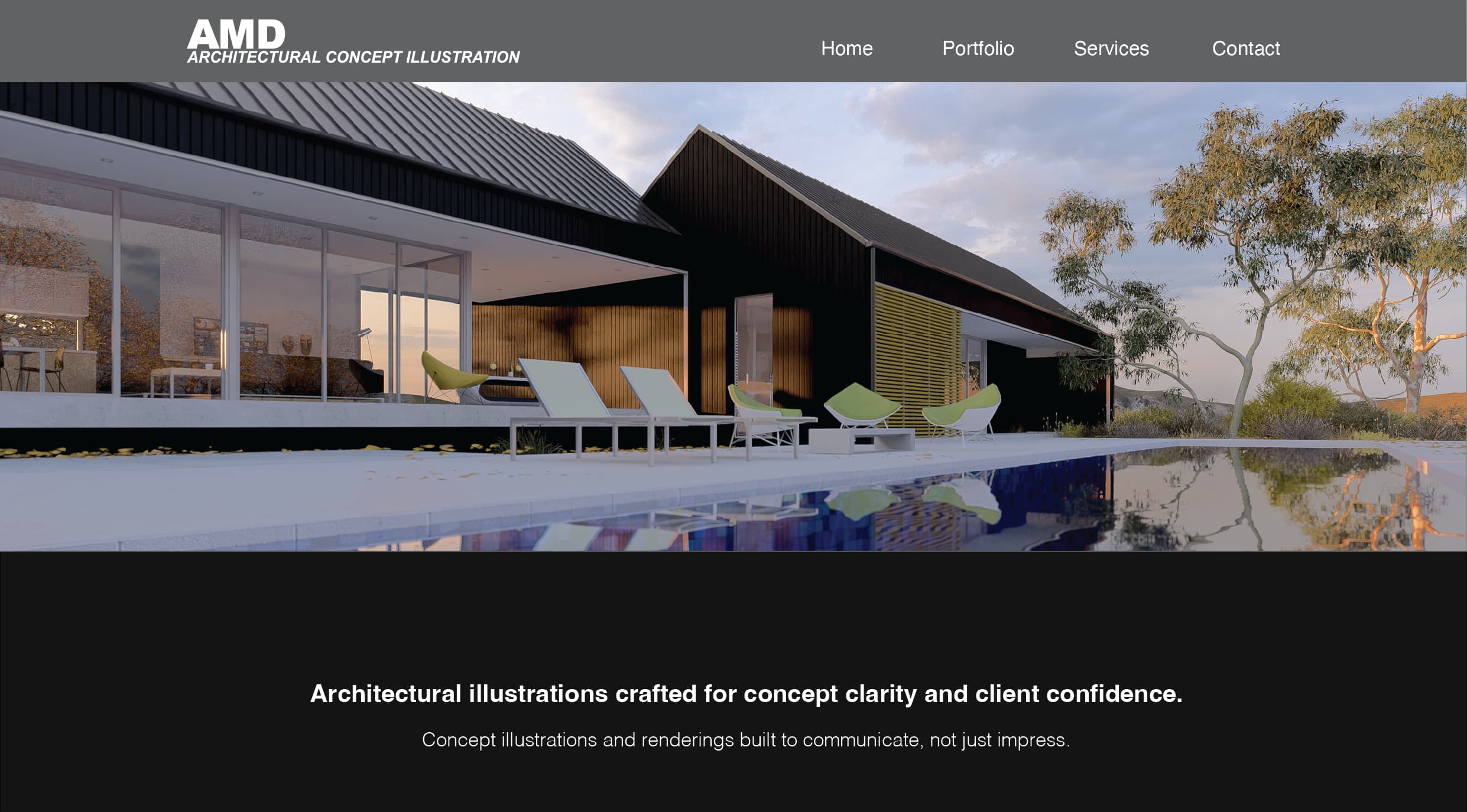 Desktop website created for AMD Architectural Concept Illustration