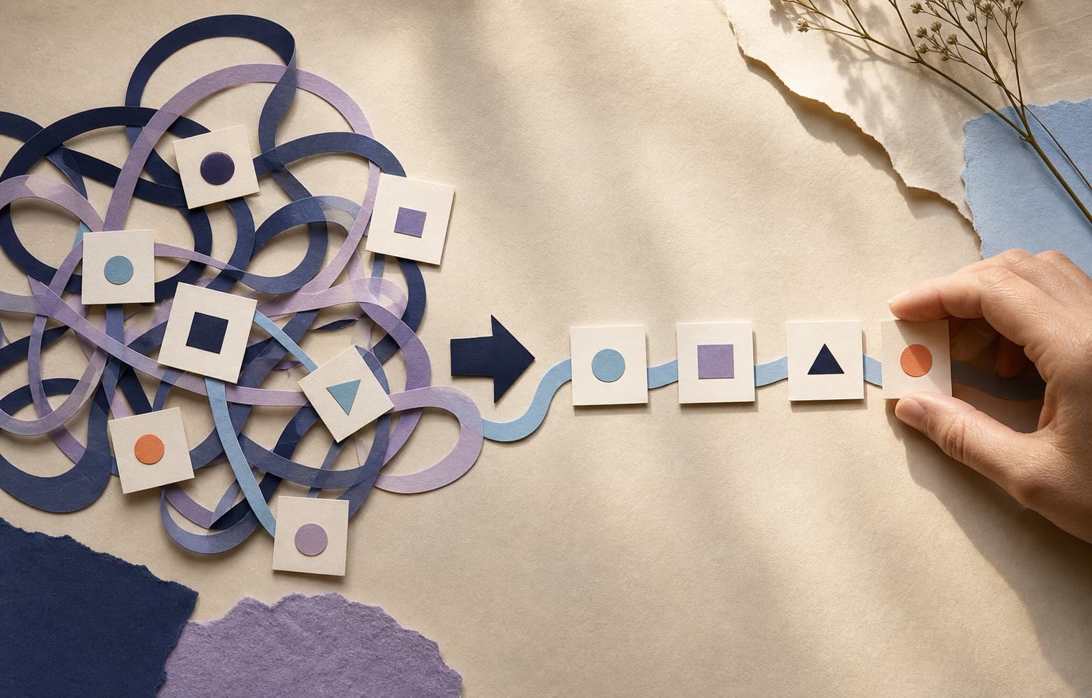 A complicated business workflow becoming a clear and organised system