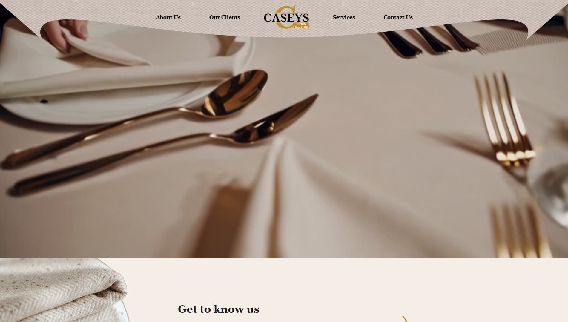 Casey's Linen Services website displayed as an example of a tailored business website