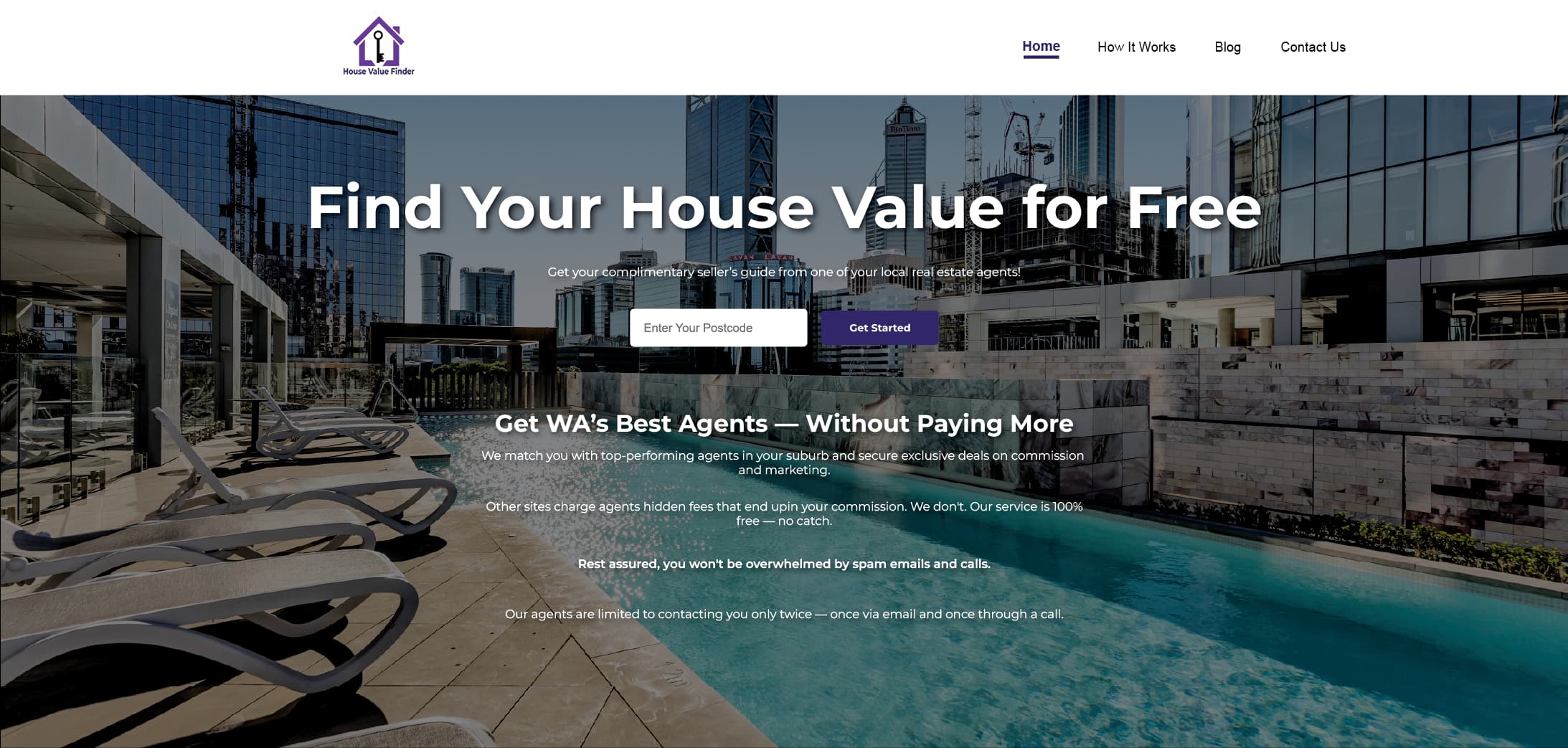 House Value Finder desktop website with postcode entry